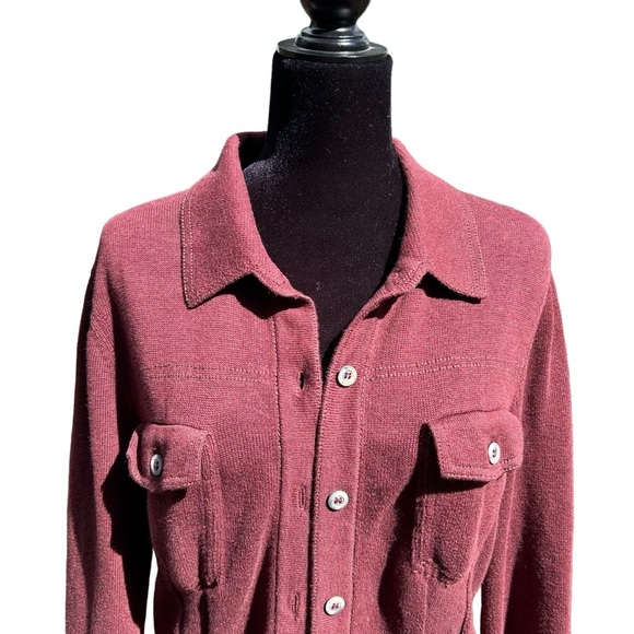 Peruvian Connection 100% Pima Cotton Maroon Button Up Shirt - Picture 4 of 7